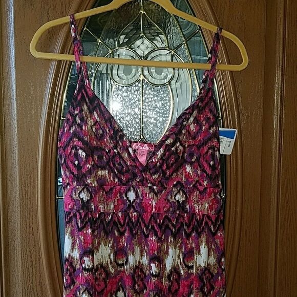 Mix and Co. fuchsia tribal maxi dress Sz. L NWT - Picture 2 of 5